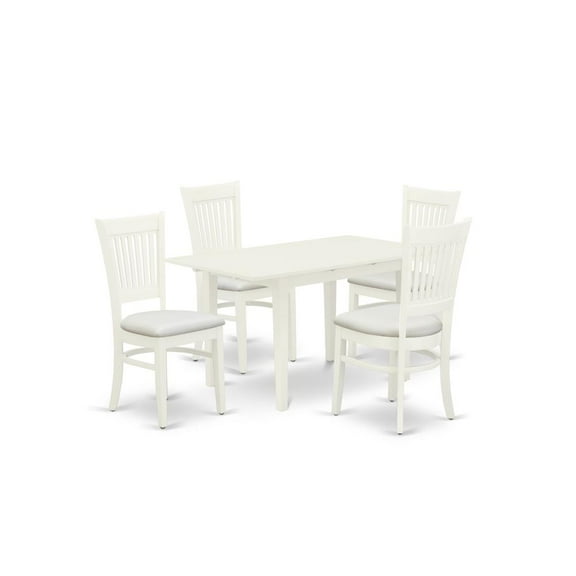 East West Furniture Norfolk 5-piece Wood Dinette Table and Chair Set in White