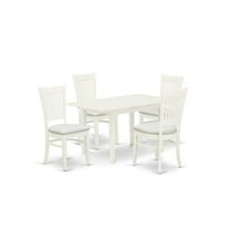 East West Furniture Norden 5-piece Wood Kitchen Table Set in Linen White