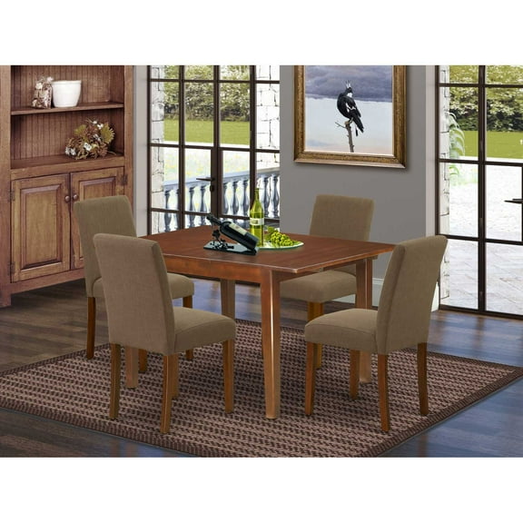 East West Furniture Norfolk 5-piece Wood Dining Set in Mahogany/Coffee