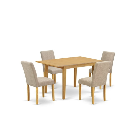 East West Furniture Dining Room Set Oak, NOAB5-OAK-04