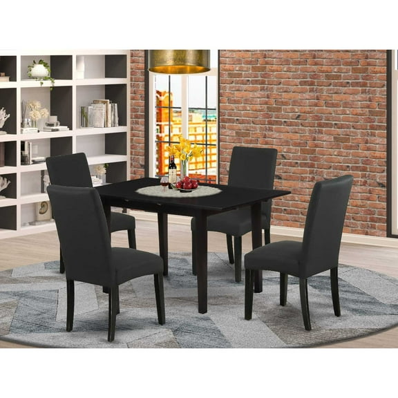 East West Furniture Dining Table- Dining Chairs, NODR5-BLK-24