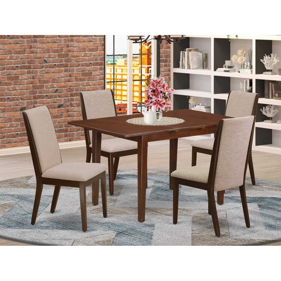 East West Furniture Dining Room Set Mahogany, NFLA5-MAH-04