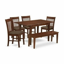 East West Furniture Norfolk 6-piece Wood Dining Room Set in Mahogany