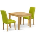 thumbnail image 1 of OXEN3-OAK-51 3Pc Square 36 Inch Table And A Pair Of Parson Chair With Oak Leg And Pu Leather Color Autumn Green, 1 of 4