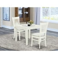 thumbnail image 1 of East West Furniture OXVA3-LWH-C 3-Pc Wood Dinette Set2 Dining Room Chairs with Slatted Back and a Linen Fabric Seat and Rectangular Table with Rectangular Top and 4 Legs- Linen White Finish, 1 of 6