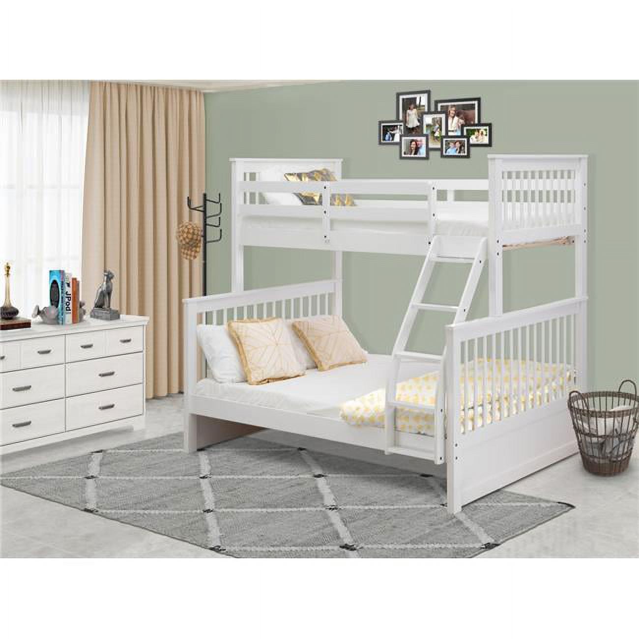 East West Furniture Odessa 60" Rubber Wood Twin & Full Bunk Bed in