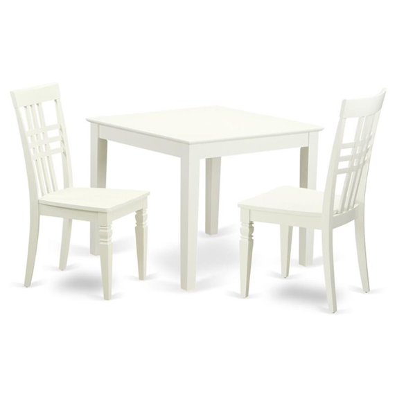 East West Furniture Oxford 3-piece Dining Table and Chair Set in Linen White
