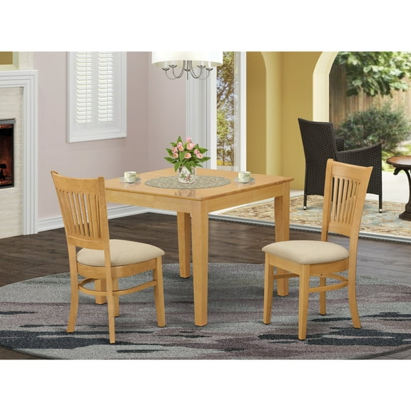 East West Furniture Oxford 3-piece Traditional Wood Dining Room Set in Oak