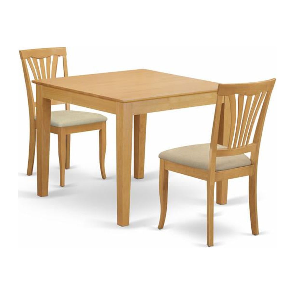 East West Furniture Oxford 3piece Traditional Wood Dining Table Set in Oak