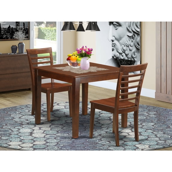 East West Furniture Oxford 3-piece Traditional Wood Kitchen Set in Mahogany