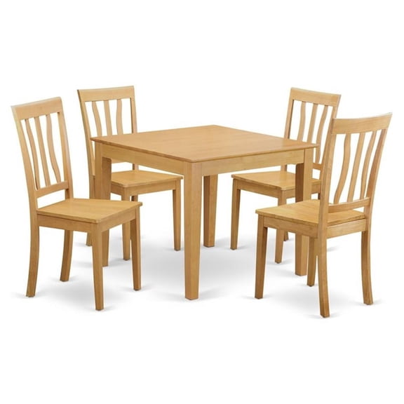 East West Furniture Oxford 5-piece Traditional Wood Kitchen Set in Oak
