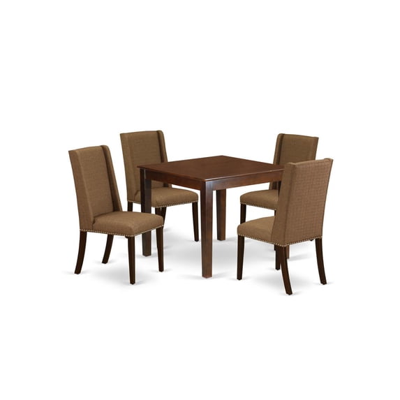 East West Furniture Oxford 5-piece Wood Dining Room Set in Mahogany