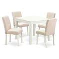 thumbnail image 1 of East West Furniture Oxford 5-piece Wood Dining Set with Fabric Seat in White, 1 of 6