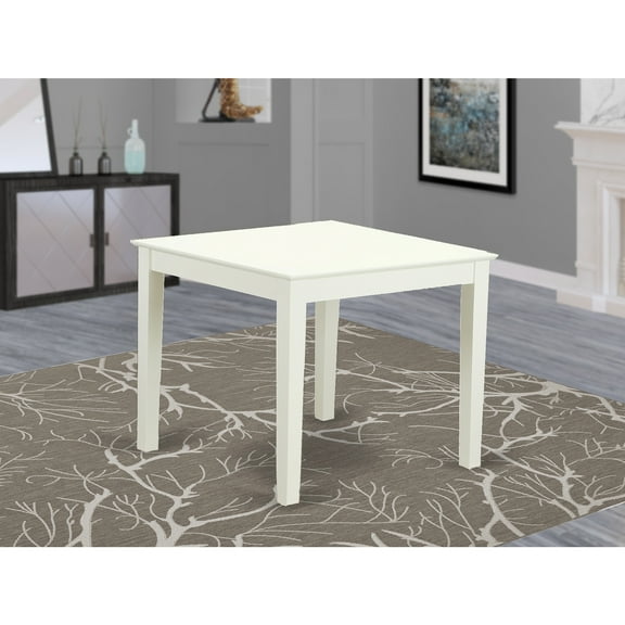 East West Furniture Oxford Square Traditional Wood Dining Table in Linen White