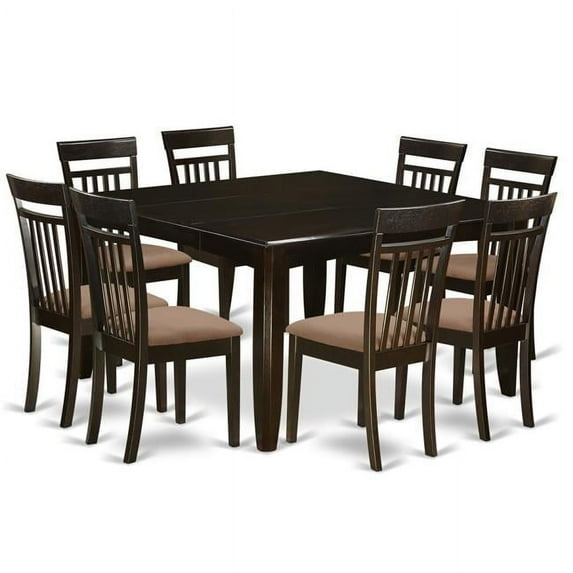 East West Furniture PFCA9-CAP-C Dining Room Set for 8-Dinette Table with Leaf & 8 Dinette Chairs, 9 piece - Cappuccino