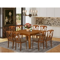 East West Furniture PFNA9-SBR-C 9 Piece Dining Room Set-Kitchen Table With Leaf and 8 Dinette Chairs