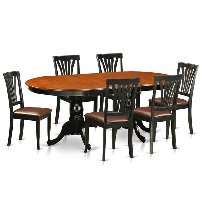 East West Furniture PLAV7-BCH-LC Faux Leather Dining Room Set - Table ...