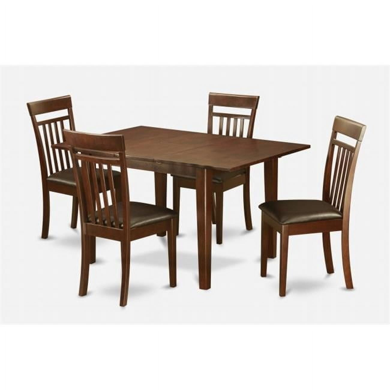 East West Furniture PSCA5-MAH-LC 5 Pc Dining Table 32x60in With 4 Slatted Back Faux Leather Seat Chairs