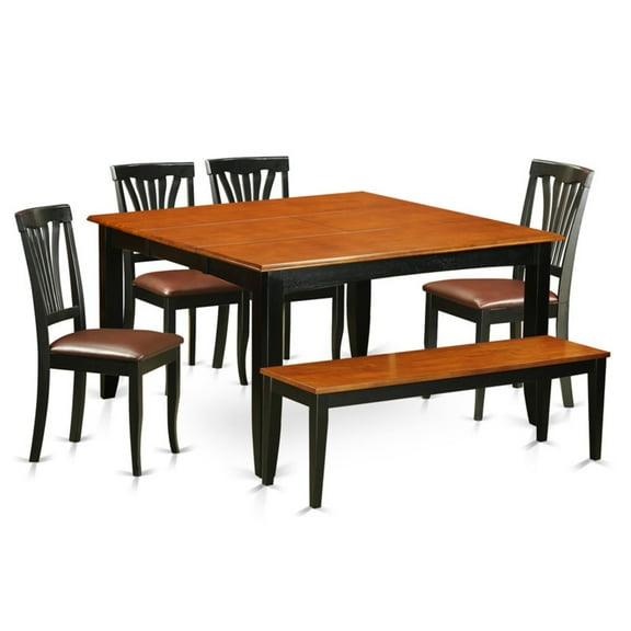 East West Furniture Parfait 6 Piece Lath Back Dining Table Set
