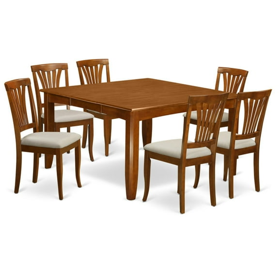 East West Furniture Parfait 7 Piece Lath Back Dining Table Set