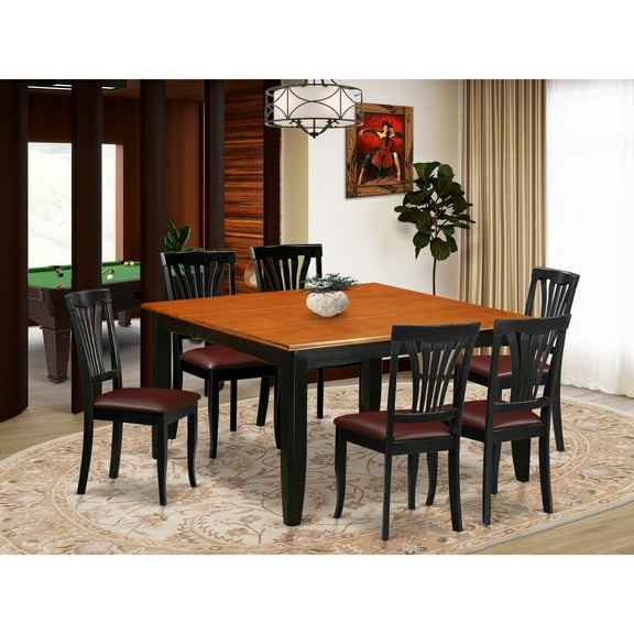 East West Furniture Dining Set Consist of a Kitchen Table with Butterfly Leaf and Dining Chairs (Chair Seat Type Options) PFAV7-BCH-LC