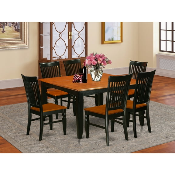East West Furniture Parfait 7-piece Wood Kitchen Set in Black/Cherry