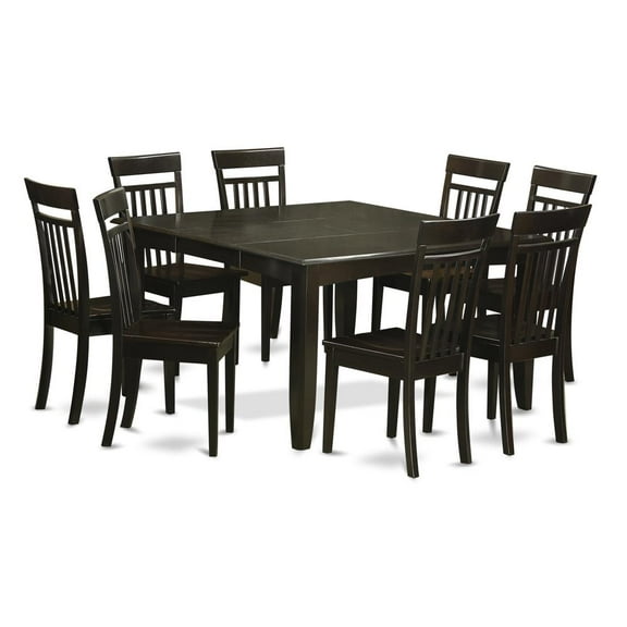 East West Furniture Parfait 9-piece Dining Set with Wood Chairs in Cappuccino