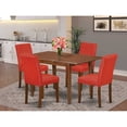 thumbnail image 1 of East West Furniture Picasso 5-piece Wood Dining Set in Mahogany/Firebrick Red, 1 of 6