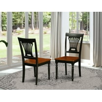 East West Furniture Plainville 11" Wood Dining Chairs in Black/Cherry (Set of 2)