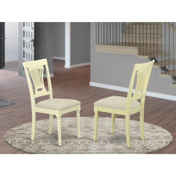 East West Furniture Plainville 37" Fabric Dining Chairs in Cream (Set of 2)
