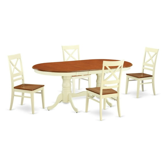 East West Furniture Plainville 5 Piece Cross-And-Ladder Dining Table Set