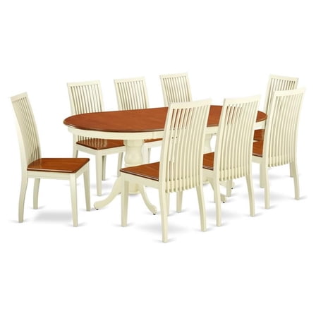 PLIP9-WHI-W 9 Piece Kitchen table set with one Parfait dining table and 8 dining room chairs in a Buttermilk & Cherry Finish