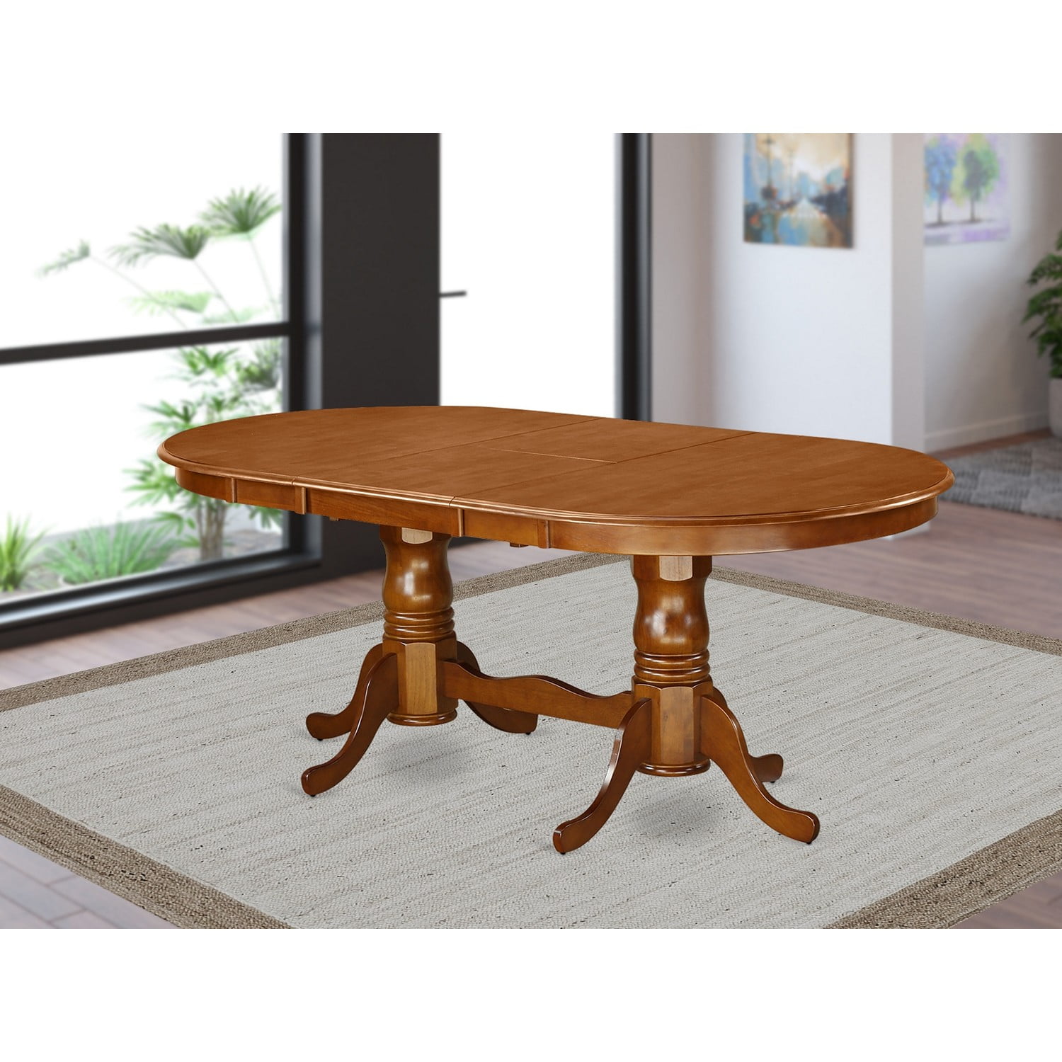 East West Furniture Plainville Wood Butterfly Leaf Dining Table in