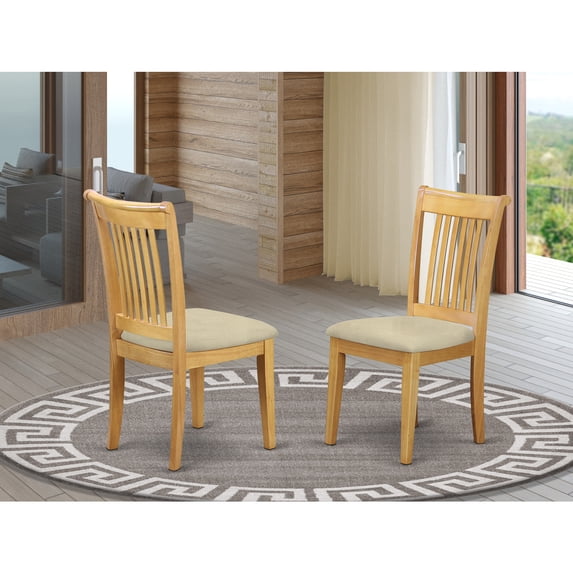 East West Furniture Portland 39" Fabric Dining Chairs in Oak (Set of 2)