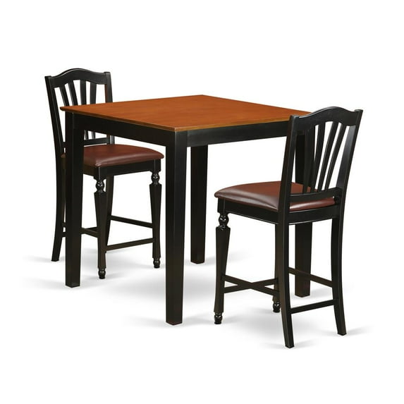 East West Furniture 3 Pc counter height Table and chair set - high top Table and 2 Chairs.