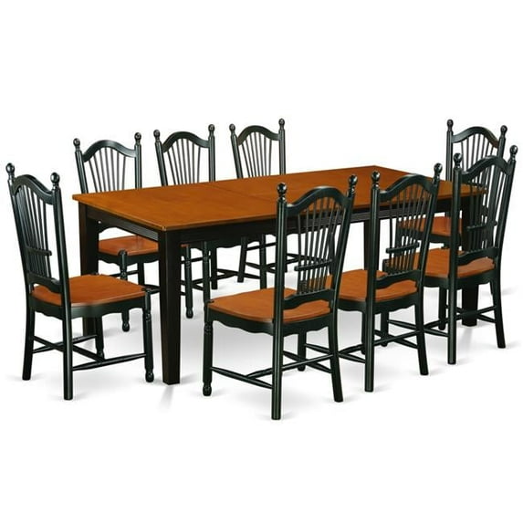 East West Furniture QUDO9-BCH-W 9 Piece Dining Table Set, Black & Cherry