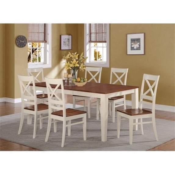 East West Furniture QUIN5-WHI-W 5PC Quincy Rectangular Dining Set -Table 40 in. x78 in. in Buttermilk & Cherry Finish