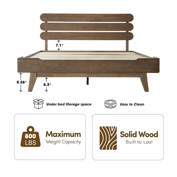 East West Furniture Queen Wooden Platform Bed Frame, Barnwood Finish, Morden Style