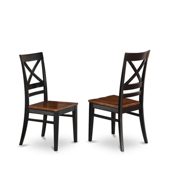 East West Furniture Quincy 10" Wood Dining Chairs in Black/Cherry (Set of 2)