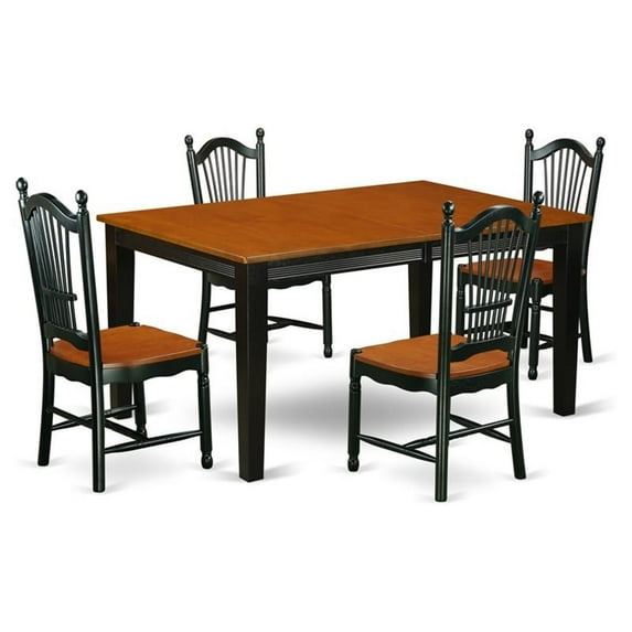 East West Furniture Dining Room Set Black & Cherry, QUDO5-BCH-W