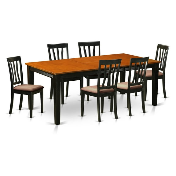 East West Furniture Quincy 7-Piece Splat Back Dining Table Set
