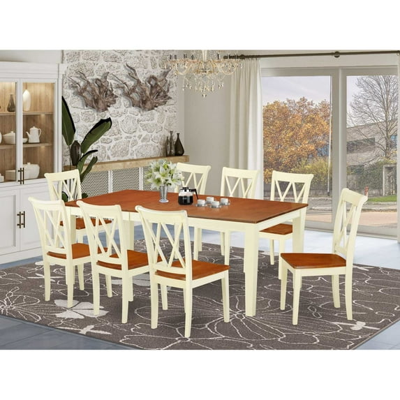 East West Furniture Dining Room Set Buttermilk & Cherry, QUCL9-BMK-W