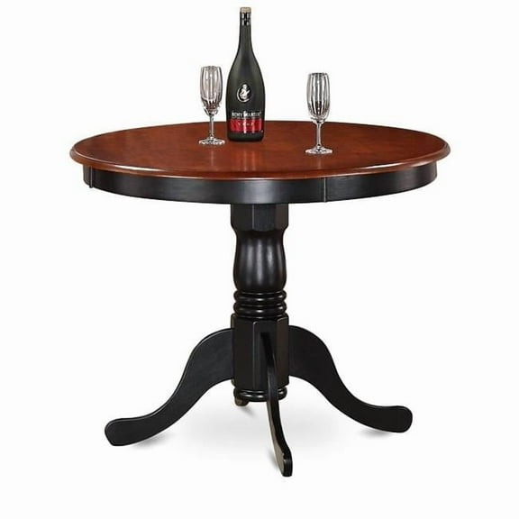 East West Furniture Round Antique Table, Black & Cherry - 36 in.