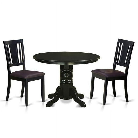 East West Furniture SHDU3-BLK-LC Faux Leather Dinette Set - Dining Room Table & 2 Chairs, Black - 3 Piece