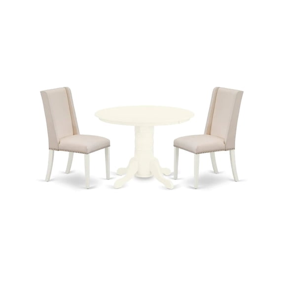 East West Furniture Dining Room Set Linen White, SHFL3-WHI-01