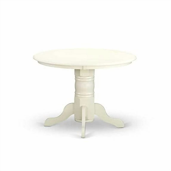 East-West Furniture SHVE5-WHI-47 - A pedestal kitchen table set of 4 fantastic dining chairs with Linen Fabric Light Sable color and a gorgeous modern dining table with Linen White color