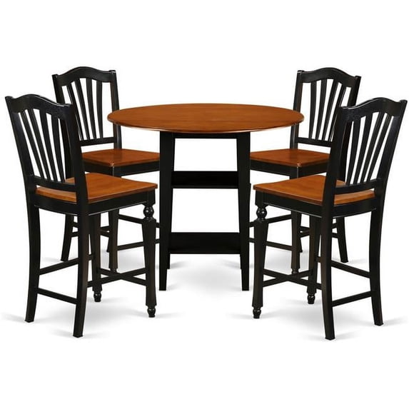 East West Furniture SUCH5H-BCH-W 5 Piece Sudbury Set, Black & Cherry