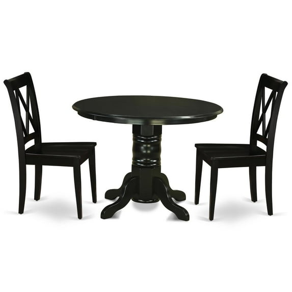East West Furniture Dining Room Set Black, SHCL3-BLK-W