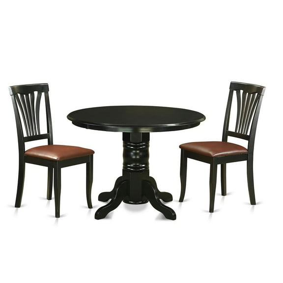 East West Furniture Shelton 3-piece Traditional Wood Dining Table Set in Black