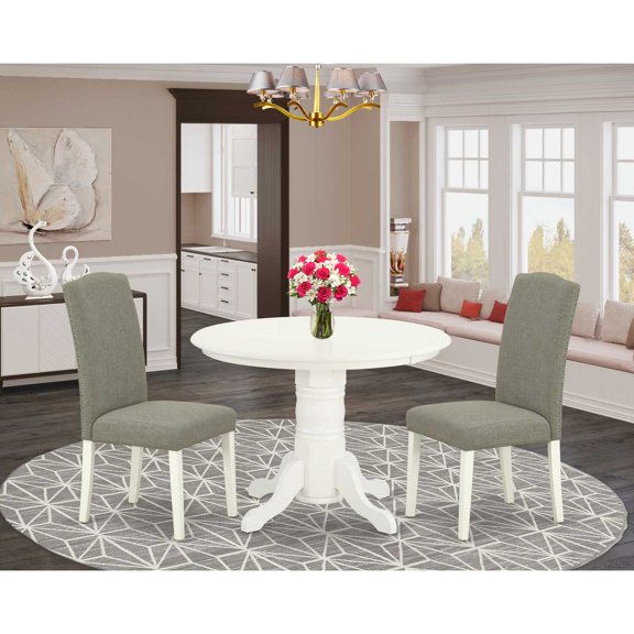 East West Furniture Dining Room Set Linen White, SHEN3-LWH-06